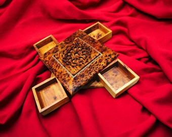 Large Handmade Moroccan Puzzel Box The Cool Box Secret box wooden box Thuya Wood box ,square box Unique gift box