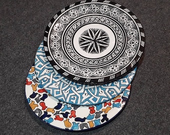 Ceramic flat plate, serving plate, moroccan ceramic plates, dinnerware, tableware Colorful Serving Dishes Dishwasher & microwave safe