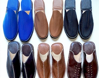 Handmade Moroccan Leather Babouche Slippers | Men's Indoor/Outdoor Mules