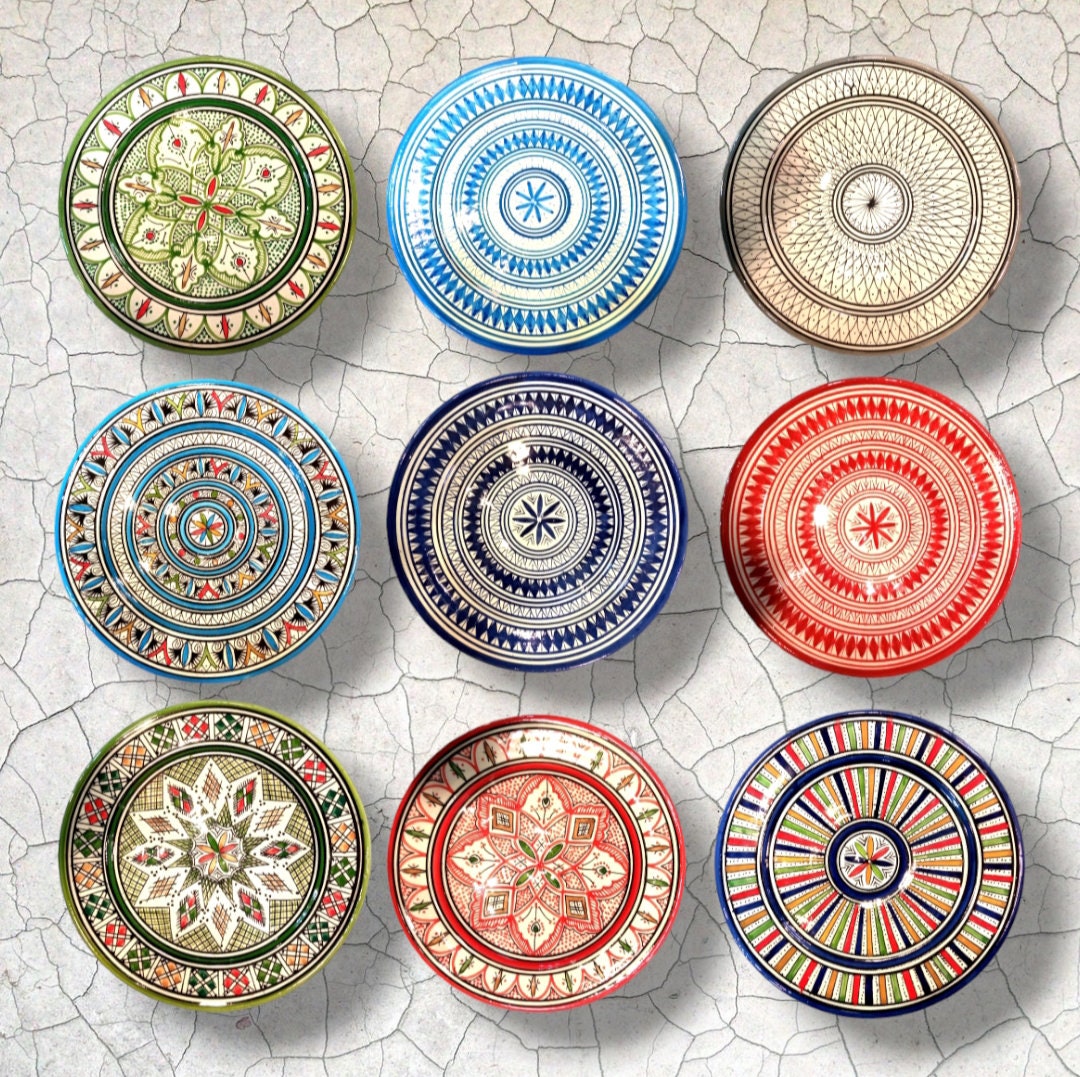 Moroccan Hanging Ceramic Plates Wall Decorative Plates Handmade Pottery ...