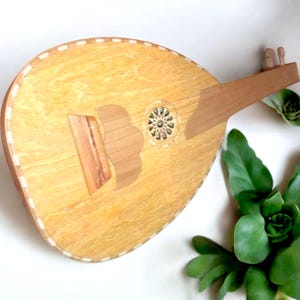 Exquisito instrumento de laúd: auténtico laúd árabe hecho a mano, guitarra melódica de laúd de 5 cuerdas, regalo único para amantes de la música
