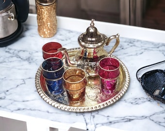 Set Caffettiera Turca E Tè Marocchino HEEPDD In Metallo Con Rilievo Lussuoso – 4 Tazze E Piattino - 2