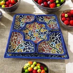 Set of 6 Handcrafted Moroccan Ceramic Serving Dishes: Add Elegance and Artistic Charm to Your Home