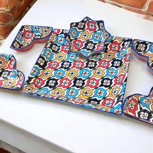 Set of 6 Handcrafted Moroccan Ceramic Serving Dishes: Add Elegance and Artistic Charm to Your Home