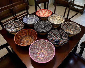 Handmade Moroccan Ceramic Serving & Decorative Bowl – Large Hand-Painted Pottery Large salad bowl