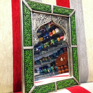 Moroccan Wall Mirrors, Decoration mirrors, Arch Mirror, Art Deco Mirror, Wall Decor, Boho Mirror, Handmade Mirror, Green Mirror
