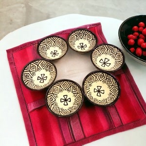 Juego de 6 cuencos de cerámica marroquí pintados a mano, colores vibrantes, perfectos para la decoración del hogar, regalo único de inauguración de la casa.