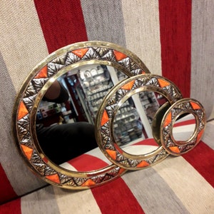 Set of 3 Moroccan Wall Mirrors, Decoration mirrors, Arch Mirror, Art Deco Mirror, Wall Decor, Boho Mirror, Copper Mirror, round Mirrors