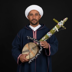 Handmade Amazigh Berber Rubab – Ribab Traditional Moroccan String Instrument Unique musical gift North African instrument