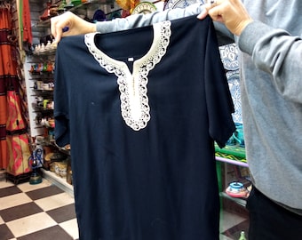 Marokkaanse mode tuniek, djellaba, kaftan voor mannen tuniek stijl djellaba kleding etnische T-shirts Marokkaanse elegantie cadeau voor hem