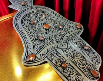 手作りハムサ ファティマの手 | 12x17cm | 金属製 | モロッコの守護の