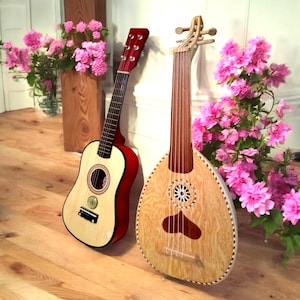 Laúd marroquí de 5 cuerdas y guitarra artesanales, instrumentos tradicionales y espirituales, instrumentos musicales hechos a mano para amantes de la música.