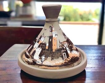 Unique Matt Brown tagine-Beautiful Earthenware Home Decoration, Hand-painted Tagine Clay Tajine Kitchen Decor