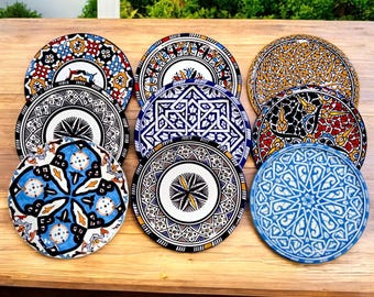 Ceramic Flat Plate, Serving Plate, Moroccan Ceramic Plates
