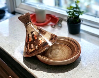 Moroccan Brown tagine-Beautiful Earthenware Home Decoration Hand-painted Tagine Clay Tajine Kitchen Decor, ceramic tagine, Unique tagine