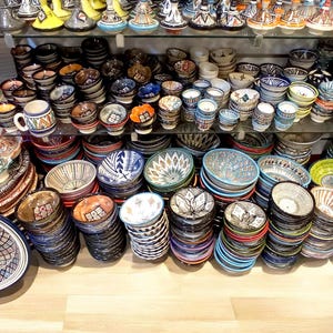 Artistic Moroccan Ceramic Bowls - Colorful Geometric Design, Home Accent Pieces, Ideal for Unique Kitchen Gifts, Housewarming Present