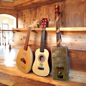 Handcrafted Moroccan 5-String Lute, Guitar , Guembri: Authentic, Traditional, Spiritual Instruments, Made with High-Quality Wood, Goat Skin