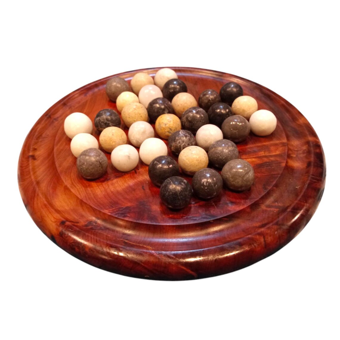 Wooden Solitaire Game - Classic Board Game With Polished Wooden Balls