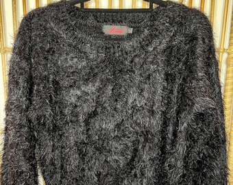 Motel black fluffy crop jumper Large