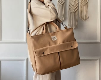 Sac fourre-tout XXL en toile avec fermeture à glissière pour femme, Sac multi-poches pour enseignant, Sac d'école surdimensionné unisexe, Cabas de jour à fermeture éclair douce au toucher