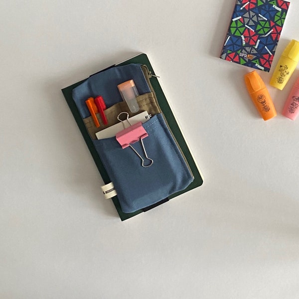 Porte-stylo planificateur élastique réglable avec poches, étui à crayons pour ordinateur portable A6, A5, A4, B6, B5, stylo journal et pochette pour téléphone