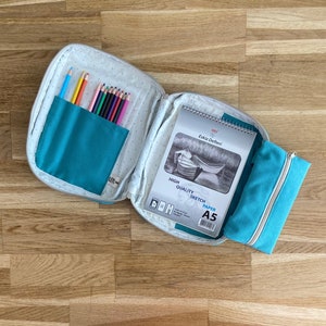 Canvas Künstler Reise Skizzenbuch Organizer Hülle mit Reißverschluss, Skizze Reisetasche Tragetasche für Schauspieler, Skizzenbuch Hülle 2,7", Planertasche