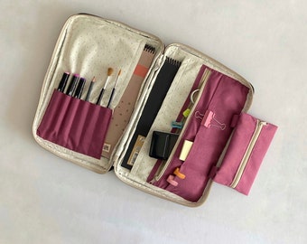 Canvas Art Bag for Sketchbooks, Watercolor Organizer for Art Supplies, Sketch Cover, Artist Travel Case