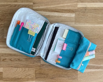 Canvas Zipper Notebook Cover with Pockets, Canvas Sketchbook Organizer Cover 2.7", A5 Zipper Planner Pouch, Journal Case with Front Pocket