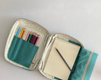 Étui de voyage pour carnet de croquis A5 aquarelle pour support de fournitures d'artiste, grand étui pour livre de dessins en toile, couverture de journal d'artiste, pochette pour agenda à fermeture éclair