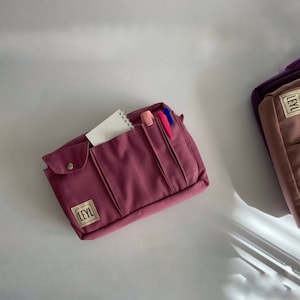 Bolsa de lona de color liso para amantes de la papelería, bolsa para agenda, bolsa organizadora para diario, bolsa de diario de algodón con correa