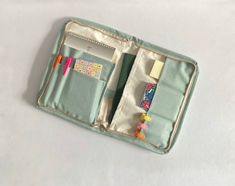 Canvas Zippered Planner Pouch for 3 Notebook Storage (2 horizontal & 1 vertical pockets), Organizer Journal Case, Organizer Notebook Case