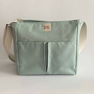 Große Crossbody-Einkaufstasche mit Fächern, Canvas Tasche mit Fächern, Crossbody-Einkaufstasche mit Reißverschluss, Schultertasche mit mehreren Taschen, Lehrertasche mit Laptoptasche