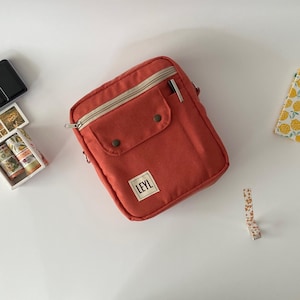 Canvas Vertical Planner Pouch, Utility Pouch for Organize Journal Supplies, Journal Bag with Strap, Gift for Stationery Lover