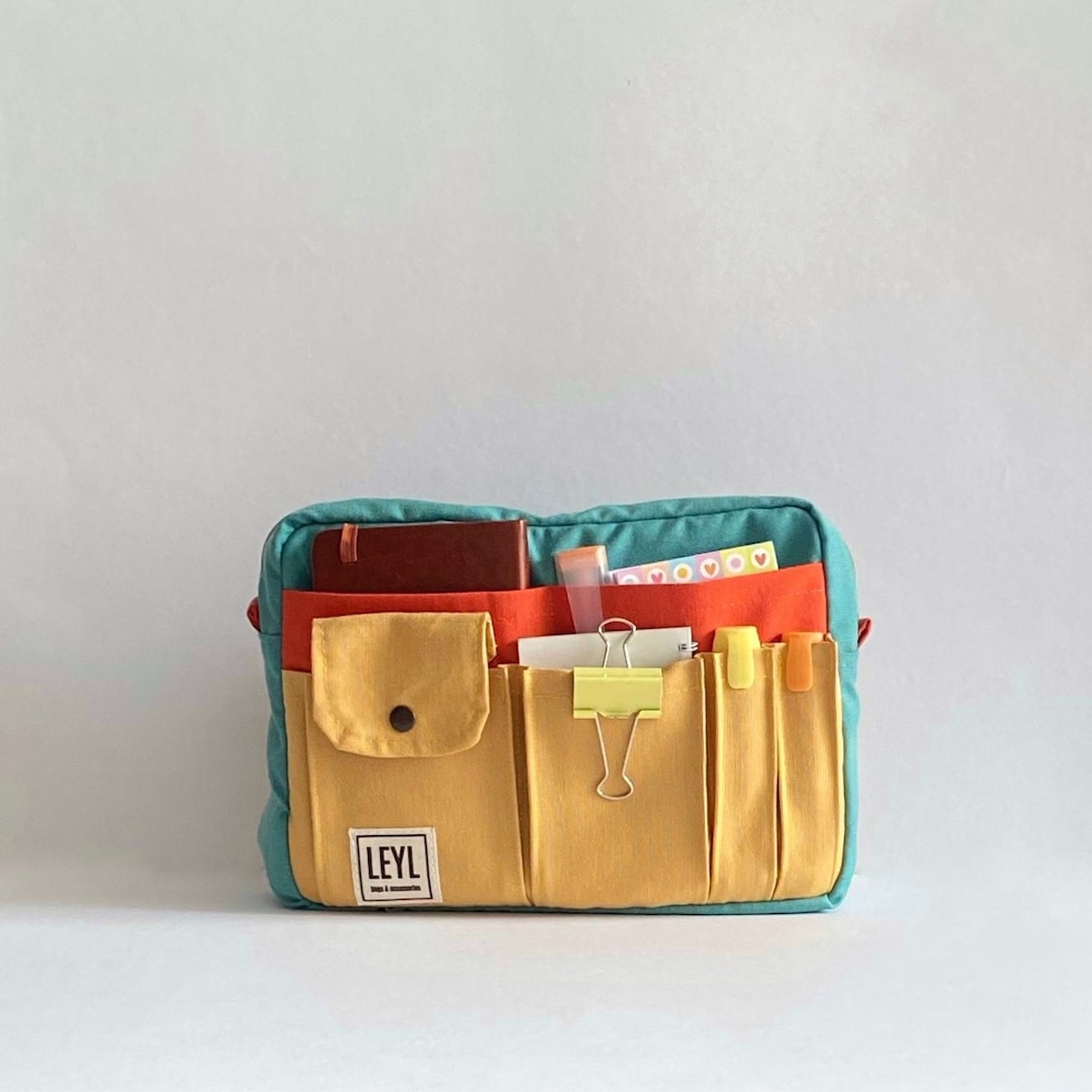 Purpose Utility Zipper Pouch, EDC Organizer, Water Resistant Durable Waxed Canvas With Full Grain Leather Carabiner Inner Pockets Office Work Essentials Charger Case Pencil Case Olive