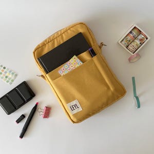 Canvas Vertical Journal Pouch, B5 Notebook Pouch with Strap, Zipper Stationery Pouch, Utility Pouch, Notebook Bag