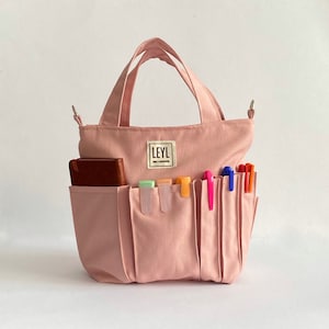 Planner Tote Bag for Stationary Storage, Canvas Planner Caddying, Journal Carry Bag, Utility Tote Bag, Planner Pouch, Travel Carrying Bag
