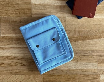 Canvas A6 Zipper Notebook Cover with Pockets, Journal Case, Organizer Book Cover, Fabric Planner Cover with Zip, Zippered Sketchbook Cover