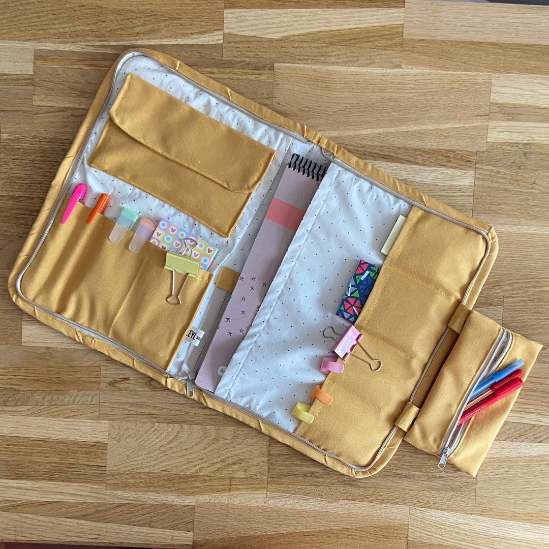 Canvas Zipper Notebook Cover for A4 Spiral Notebook, Zippered Organizer