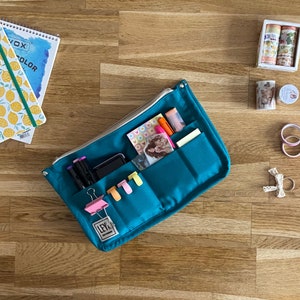 Canvas Solid Color A5 Slim Planner Pouch with Outside Pockets, ( and for all Notebook Sizes ) Utility Pouch, Notebook Pouch, Organizer Pouch