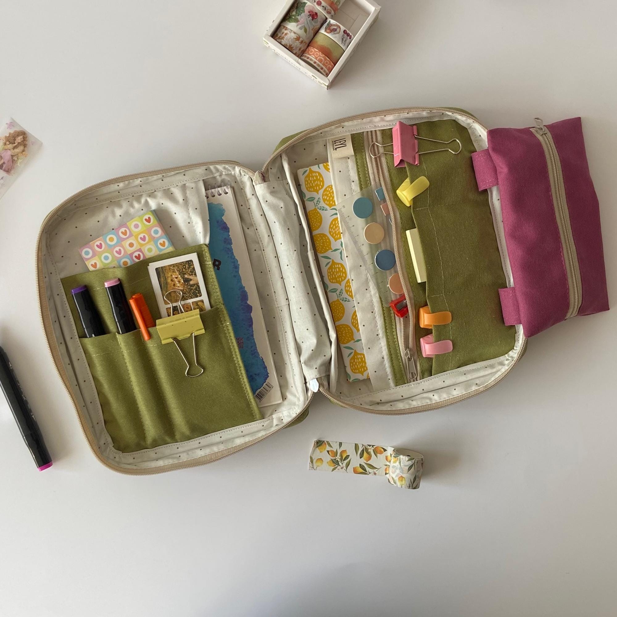 Canvas Journal Case With Zipper, Travel Journal Pouch, Planner Pouch ...
