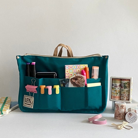BINYI Organizer tascabile, tasca interna per borsa, organizer in nylon, tasche interne, impermeabile, con portachiavi e chiusura lampo, borsa da donna per Longchamp Tote Bag Purse (grigio