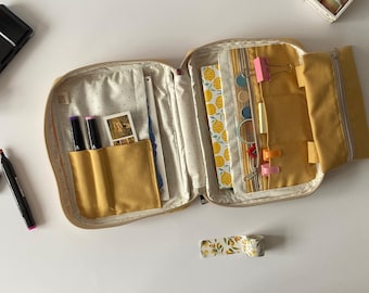 Canvas Notebook Pouch, Zippered Planner Pouch for Supplies Storage, Custom Journal Case, Notebook Cover, Stationery Lover