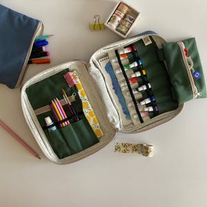 Canvas Journal Pouch and Art Supply Organizer with Zipper, Travel Sketchbook Case, Sketchbook Cover, Watercolor Pouch