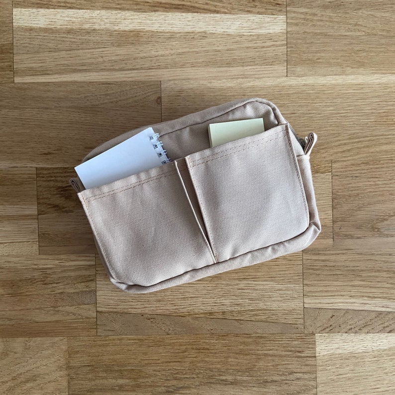 Canvas-Beutel mit Taschen, Planer Tasche zum Organisieren, Journal Tasche, Taschen Organizer aus Baumwolle, Geldbörse Organizer Einsatz, A5 Reißverschluss-Tasche Bild 3