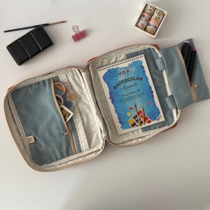 Canvas Reise Skizzenbuch Hülle, Skizzenbuch Hülle mit Reißverschluss, Skizzenbuch Halter, Aquarell Tasche, Beutel für Kunstbedarf, Kunst Aufbewahrung