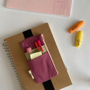 Customized Journal Pen Pouch with Elastic, Planner Pen Sleeve Journal for A4 or A5, Zippered Elastic Holder Bag, Multi-pocket Pencil Case