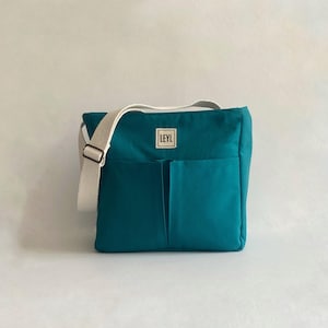 Sac fourre-tout en toile avec fermeture éclair, Sac fourre-tout avec compartiments, Sac pour professeur avec poches, Sac avec séparateurs, Sac à bandoulière pour école