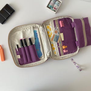 Canvas Journal Supplies Storage Case with Zipper, Art Bag for Sketchbooks, Journal Pouch, Planner Pouch, Watercolor Organizer, Sketch Cover