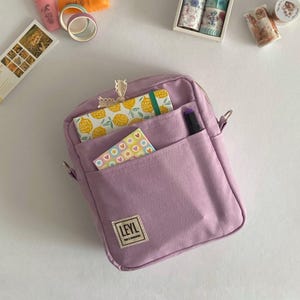 Astuccio verticale in tela per diario, astuccio multiuso per organizzare le forniture per diario, borsa per diario con tracolla, regalo per gli amanti della cancelleria