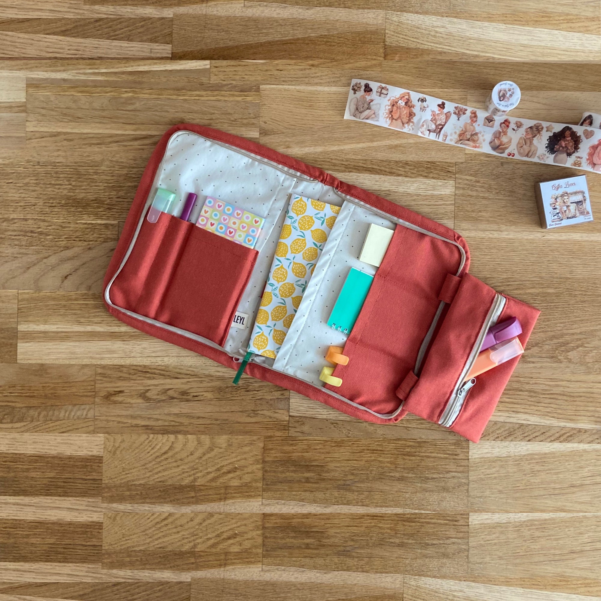 Canvas Zipper Pouch for A5 Notebook, A6 Zippered Planner 